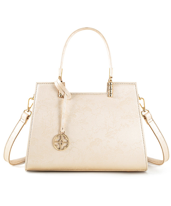 Tote Beige Elegant Jacquard Bag Versatile