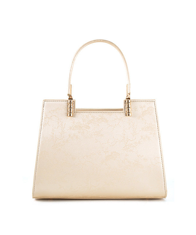 Tote Beige Elegant Jacquard Bag Versatile