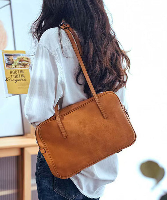 Orange Elegant Bags Durable Shoulder Square Leather