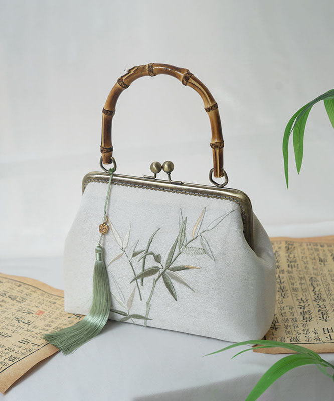 Chinese New Style Bag Bamboo Handmade Tote Embroidery