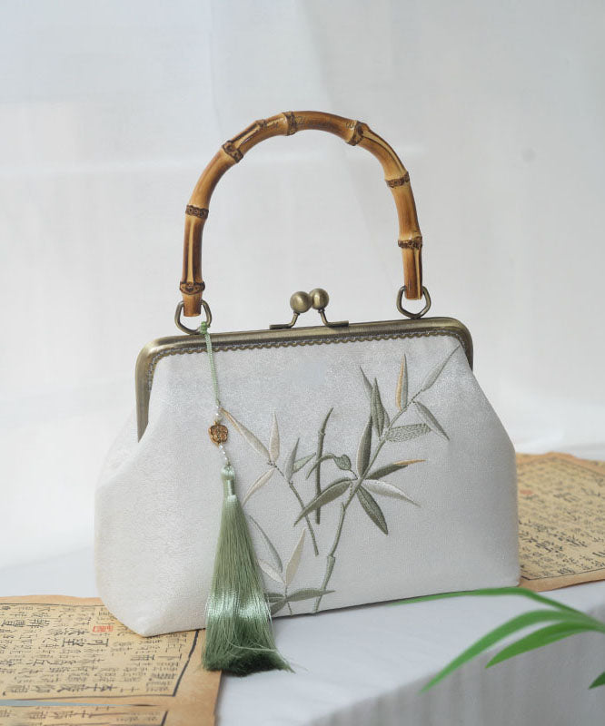 Chinese New Style Bag Bamboo Handmade Tote Embroidery