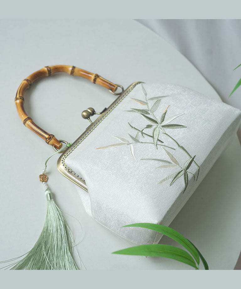 Chinese New Style Bag Bamboo Handmade Tote Embroidery