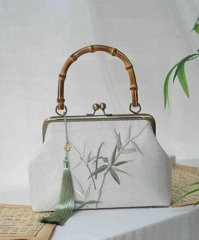 Chinese New Style Bag Bamboo Handmade Tote Embroidery