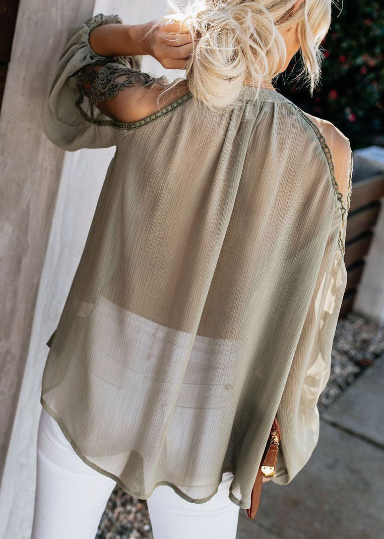 Army Patchwork Green Fall Top Chiffon Italian Tulle