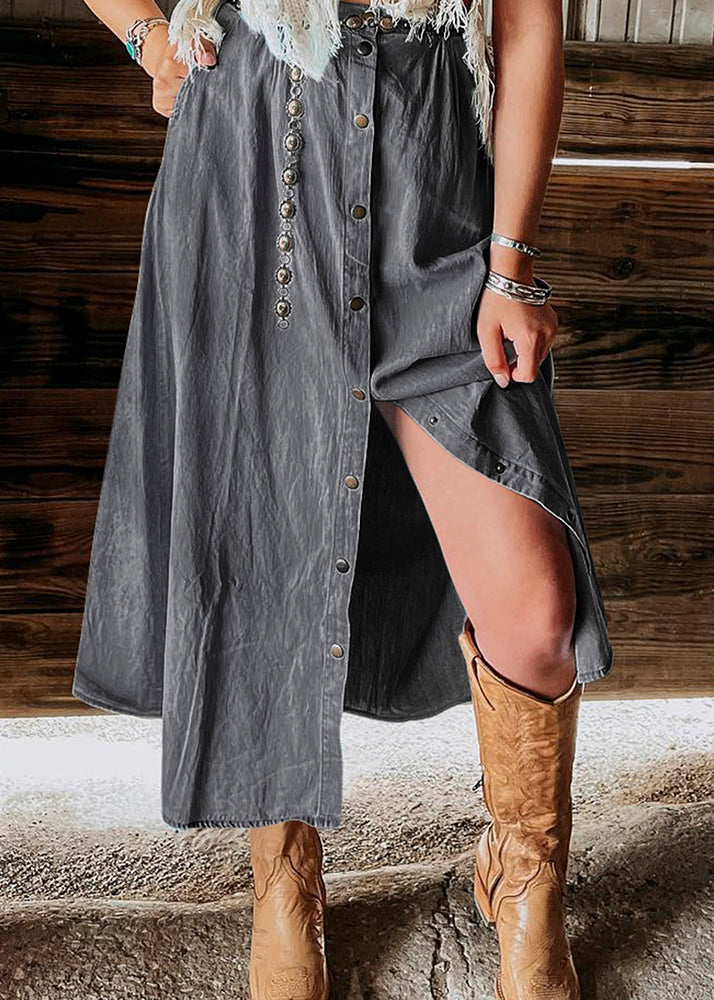 Blue Denim Pockets Italian Light High Waist Summer Skirt