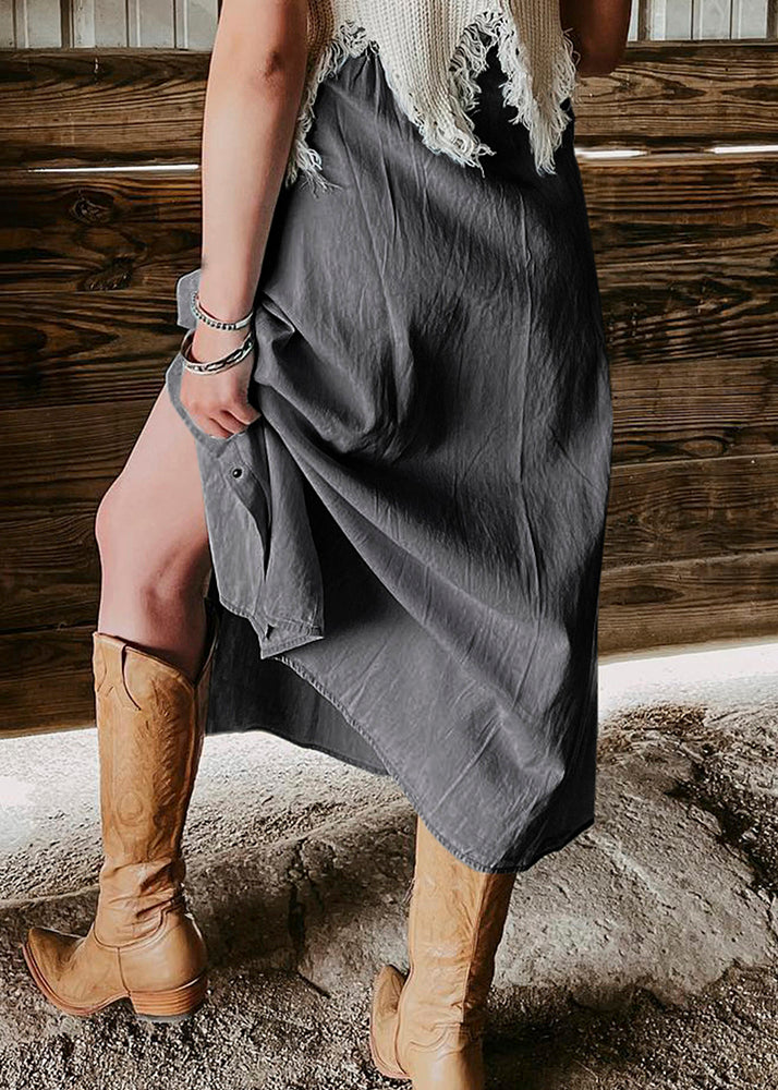 Blue Denim Pockets Italian Light High Waist Summer Skirt