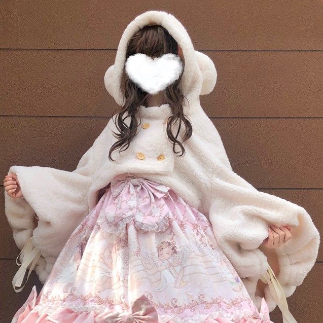 Hooded Double-Breasted Fleece Cropped Jacket