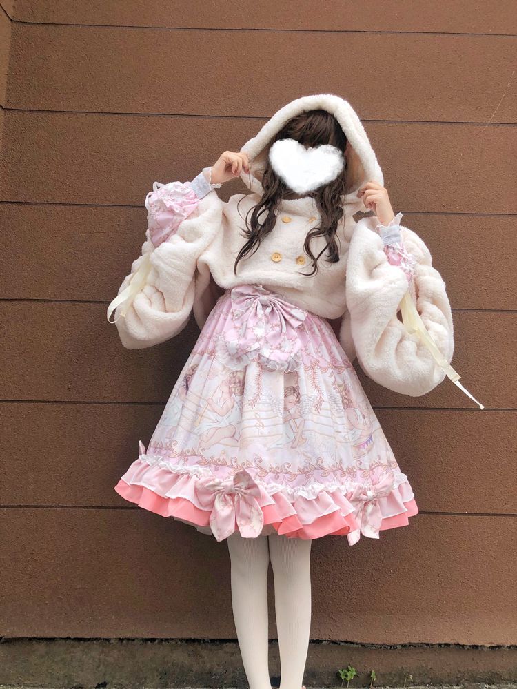 Hooded Double-Breasted Fleece Cropped Jacket