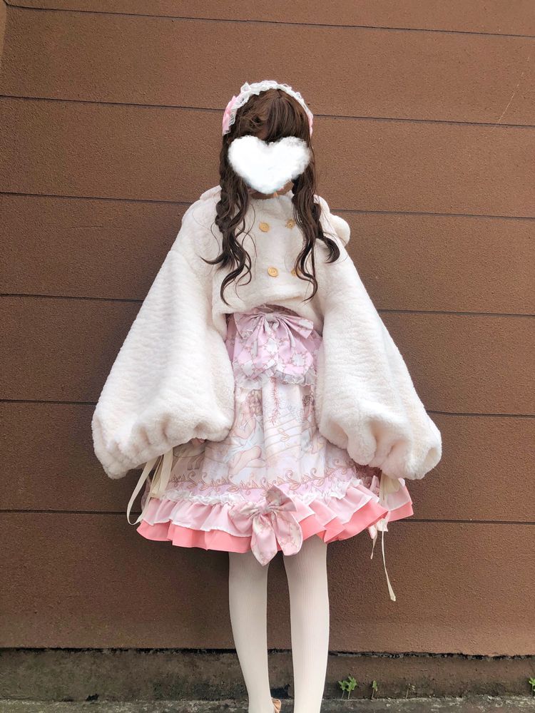 Hooded Double-Breasted Fleece Cropped Jacket