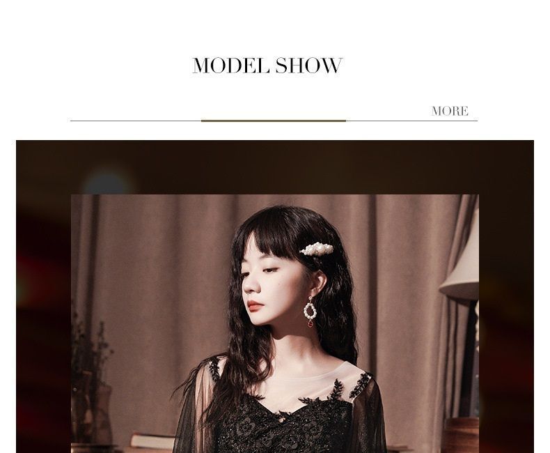 / Gown Sheer Dress Short-Sleeve Evening A-Line