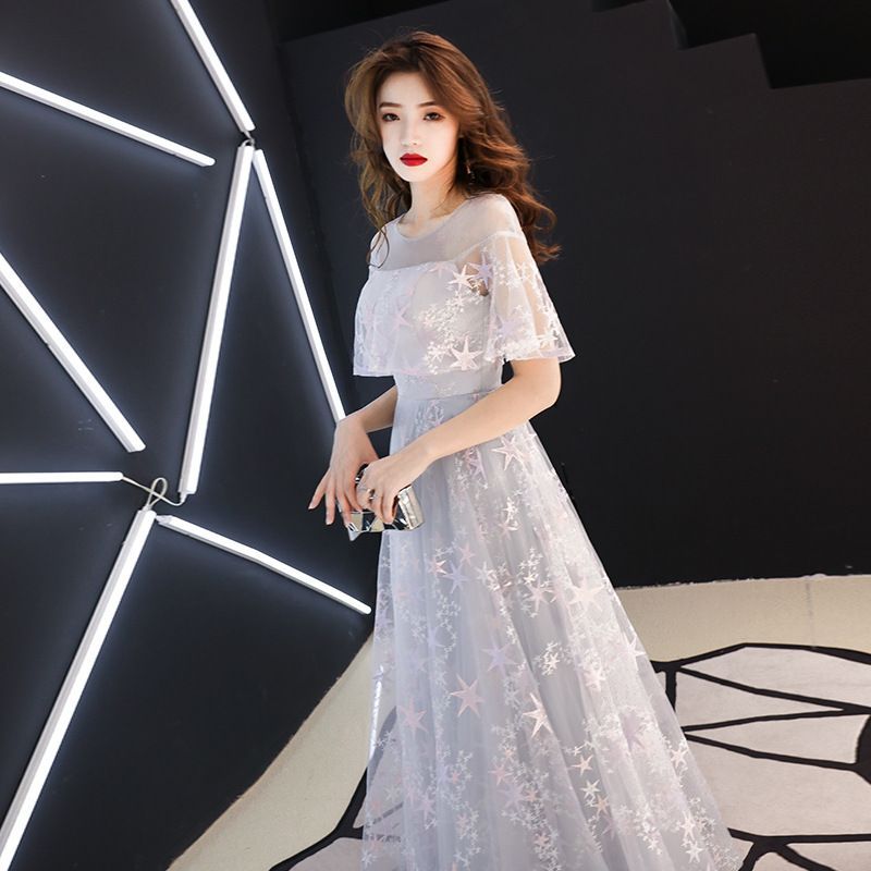 Dress / A-Line Embroidered Mesh Star Evening Cocktail Gown