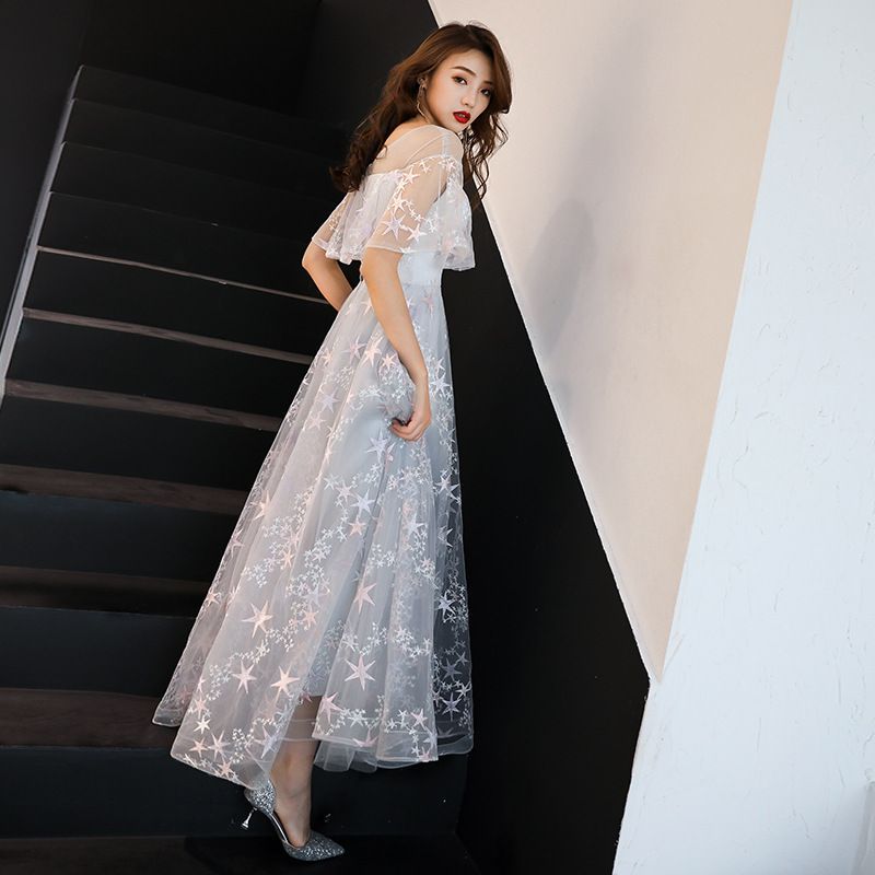 Dress / A-Line Embroidered Mesh Star Evening Cocktail Gown