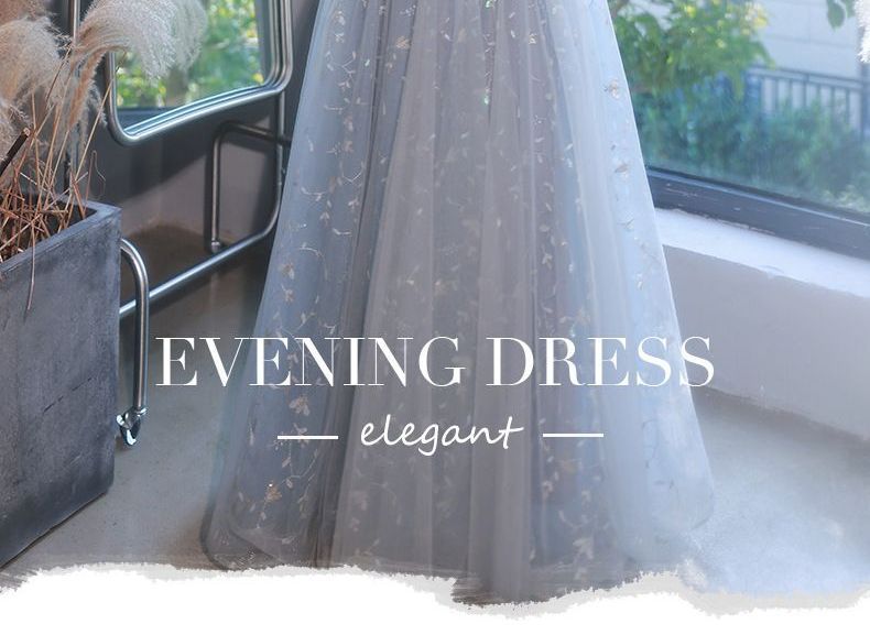 A-Line Cocktail Sequined Dress Evening Gown Puff-Sleeve /