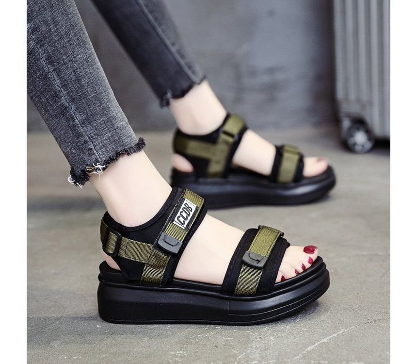 Strap Sandals Wedge Adhesive Heel Platform
