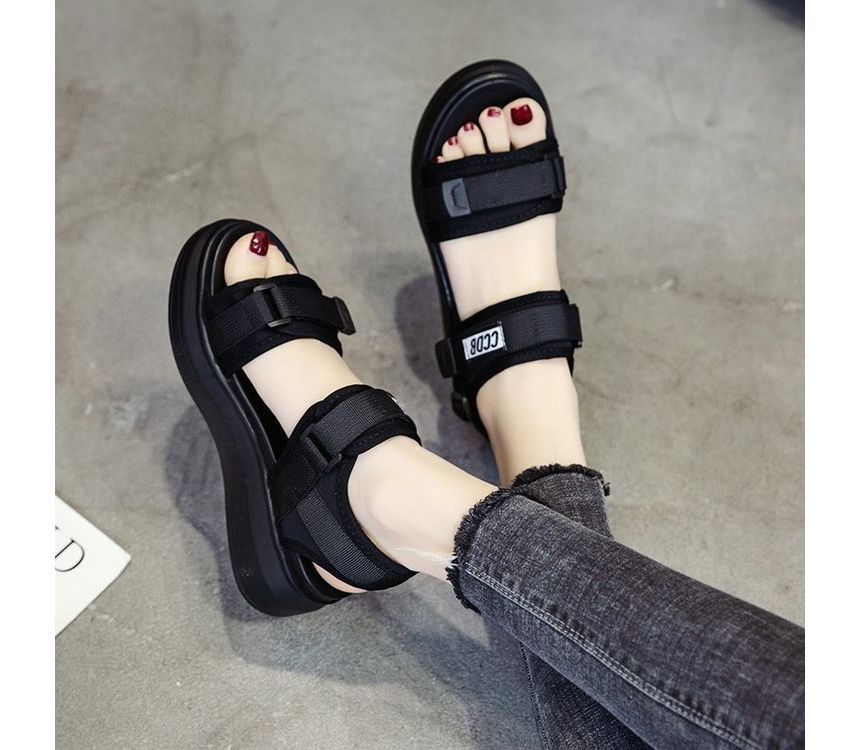 Strap Sandals Wedge Adhesive Heel Platform