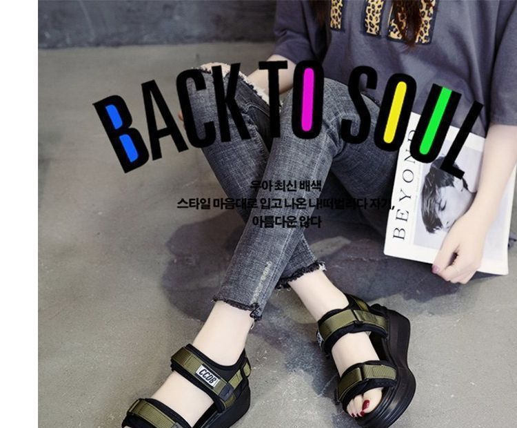 Strap Sandals Wedge Adhesive Heel Platform