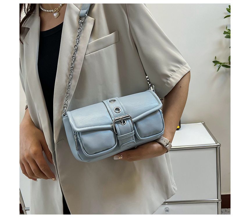 Buckled Shoulder Strap Chain Bag