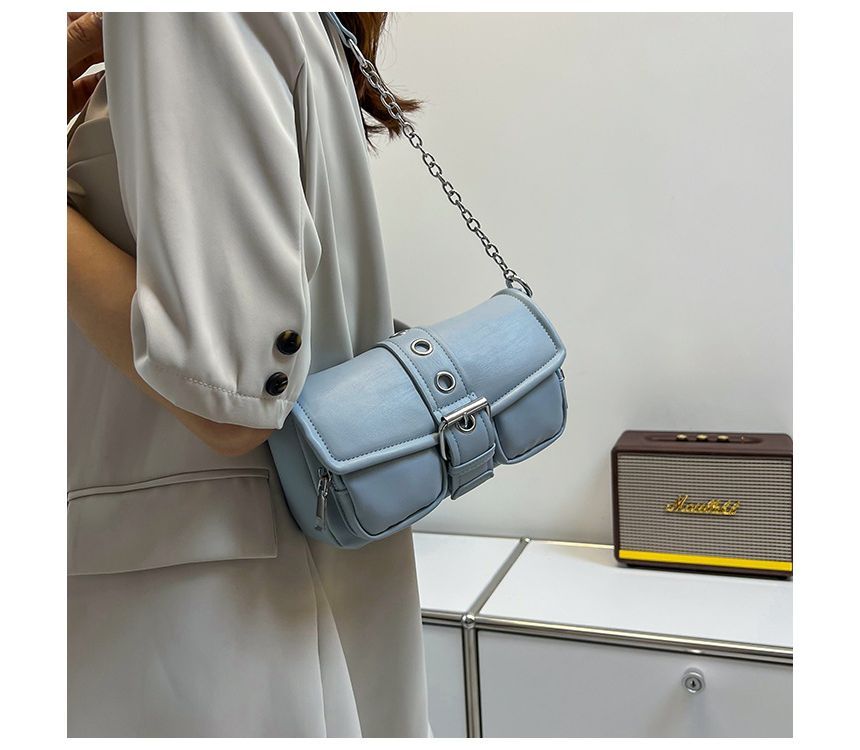 Buckled Shoulder Strap Chain Bag