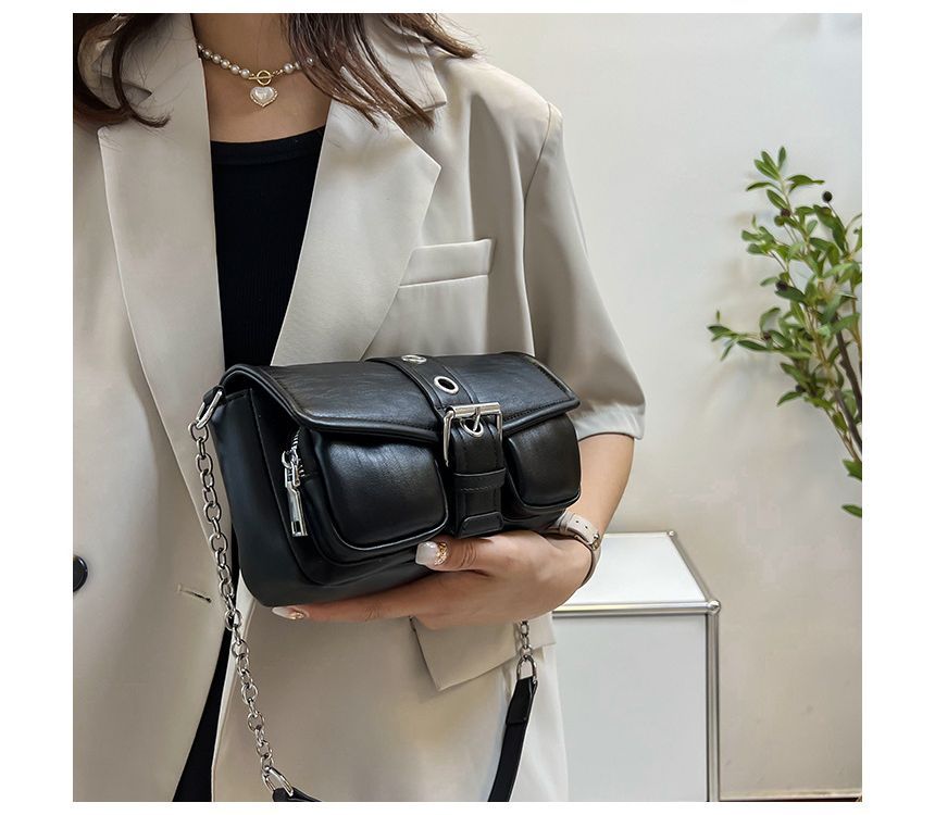 Buckled Shoulder Strap Chain Bag