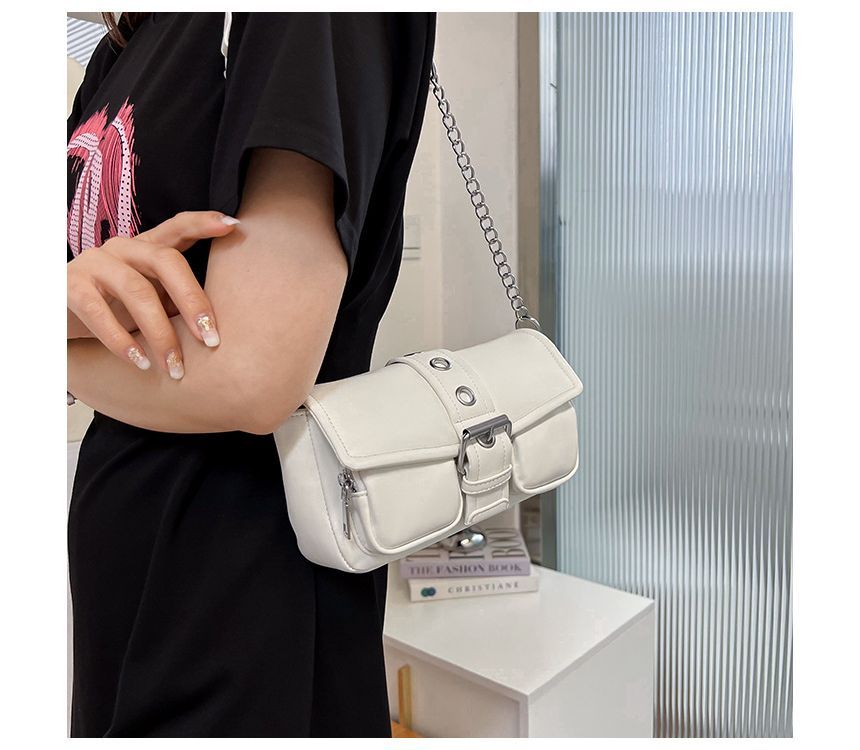 Buckled Shoulder Strap Chain Bag