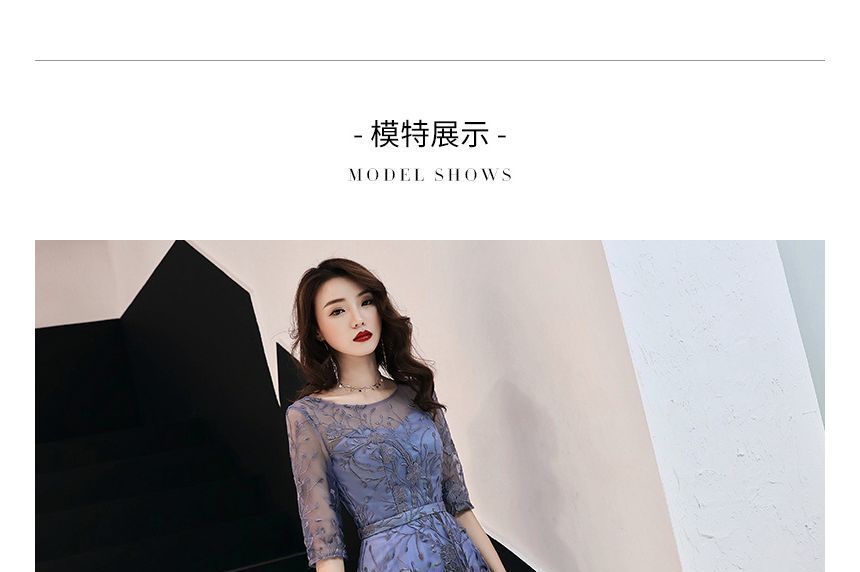 Mesh Evening A-Line Cocktail Gown Dress /