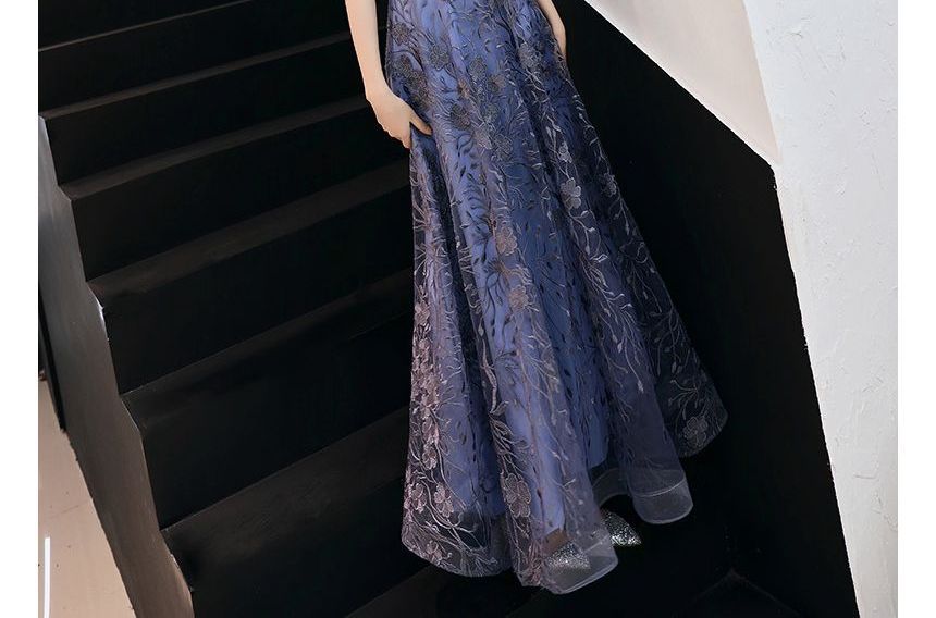 Mesh Evening A-Line Cocktail Gown Dress /