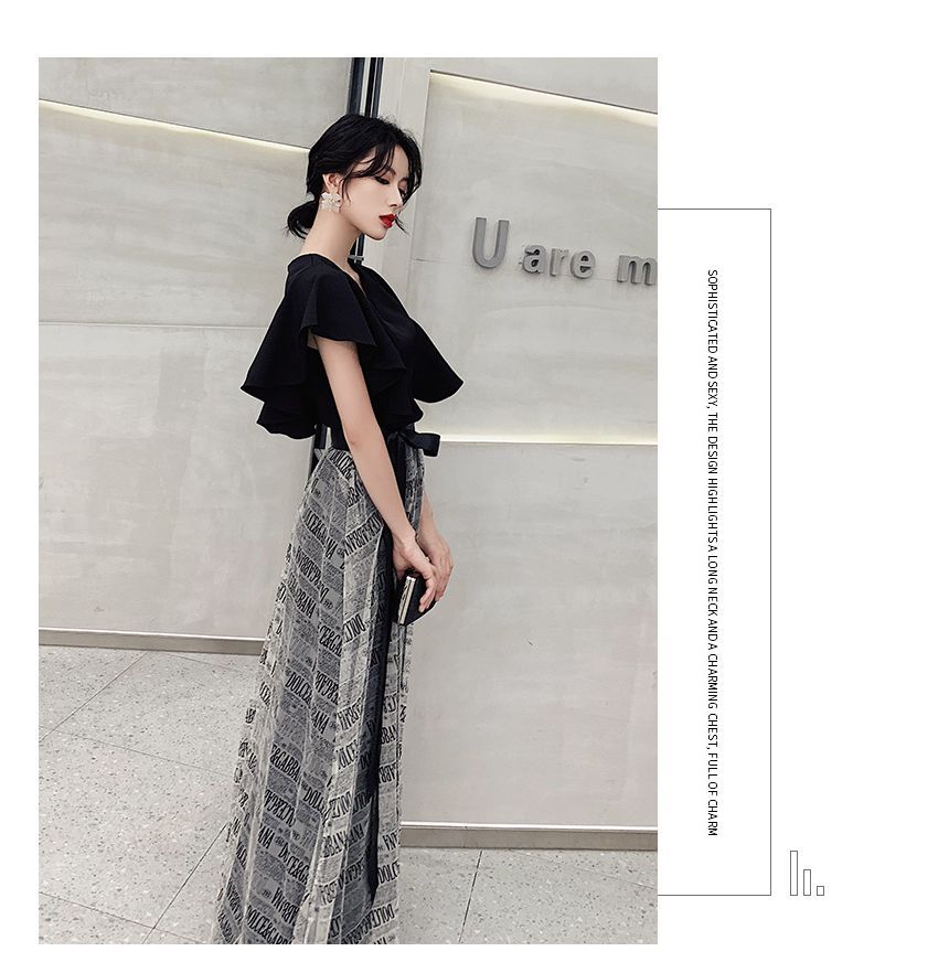 Evening Dress Cocktail Short-Sleeve A-Line Gown /