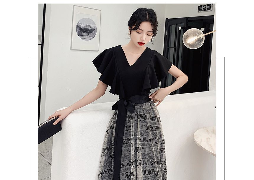 Evening Dress Cocktail Short-Sleeve A-Line Gown /