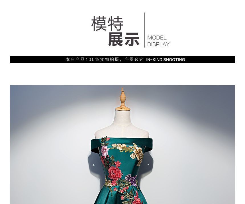 Gown Dress Off-Shoulder Evening / A-Line Embroidered Cocktail