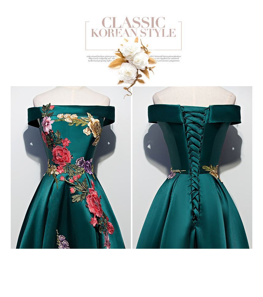 Gown Dress Off-Shoulder Evening / A-Line Embroidered Cocktail