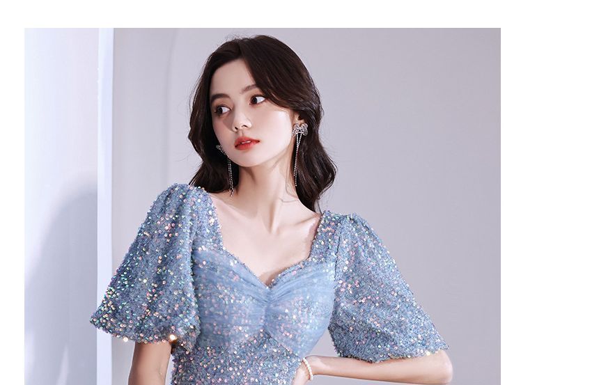 Evening Glitter Mermaid Gown V-Neck