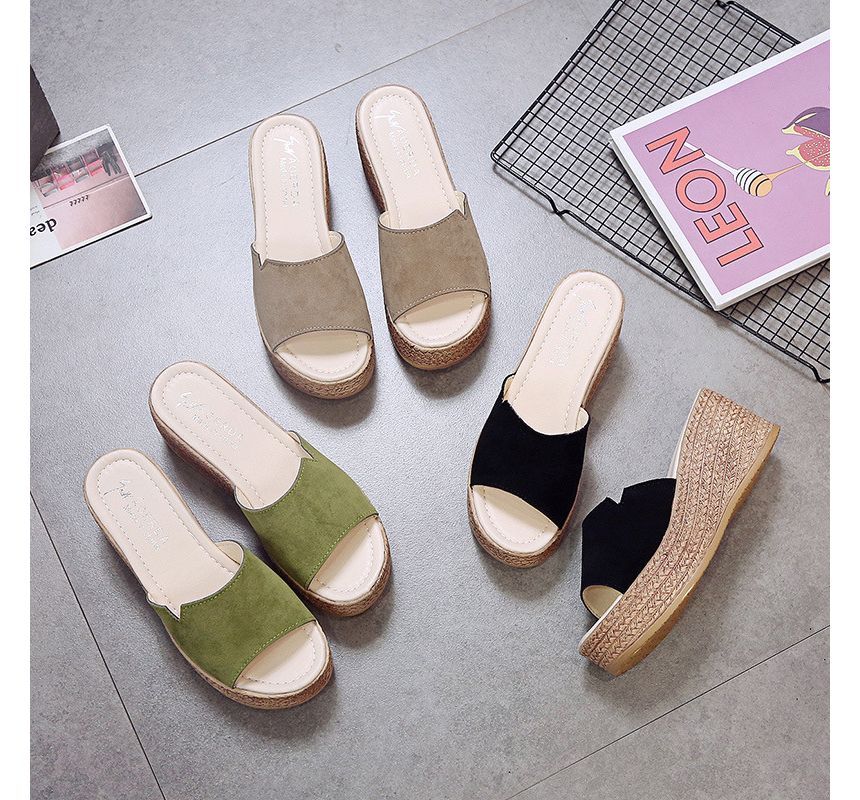 Slide Sandals Wedge-Heel Platform