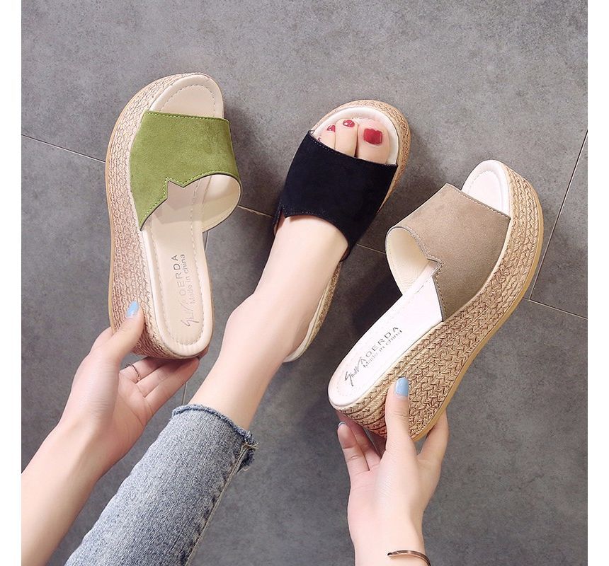Slide Sandals Wedge-Heel Platform