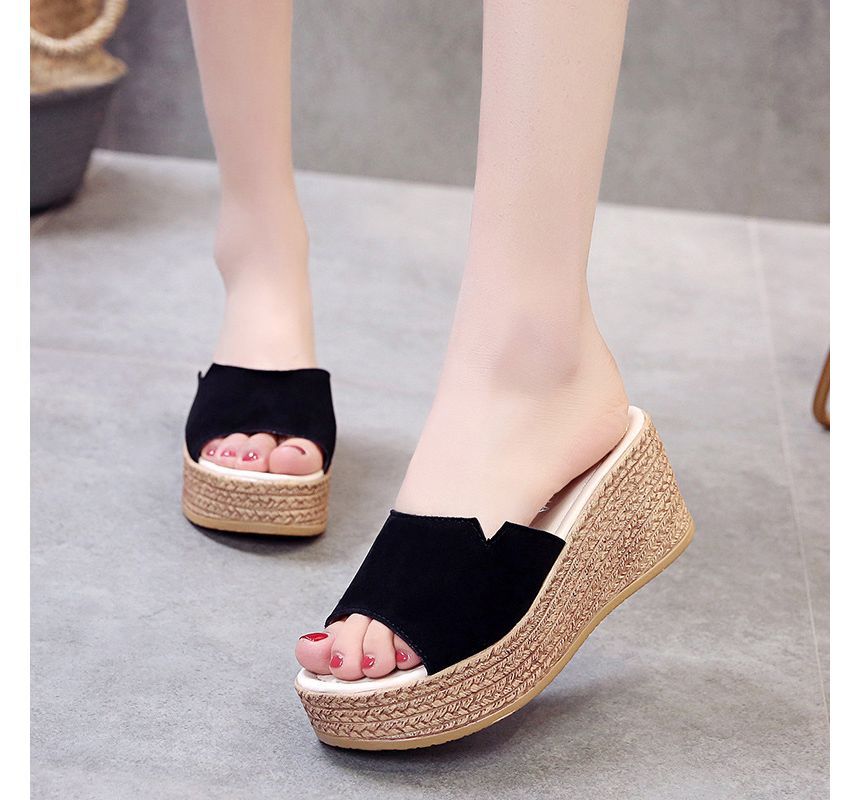 Slide Sandals Wedge-Heel Platform