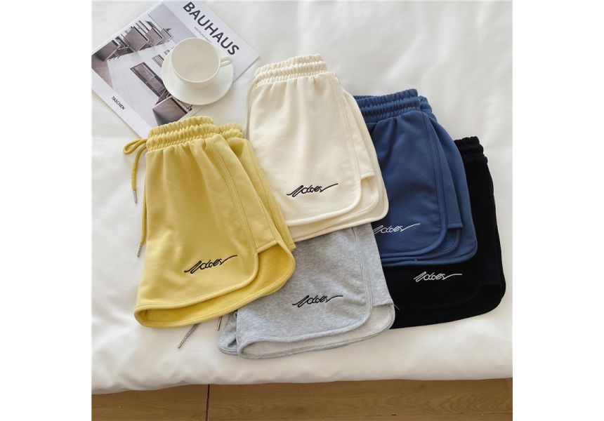 Waist Lettering Sweatshorts Elastic