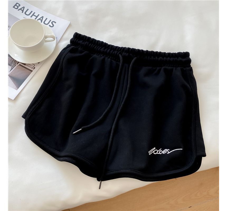Waist Lettering Sweatshorts Elastic