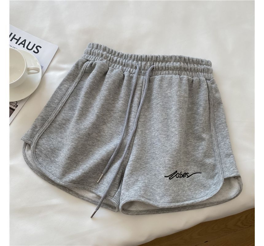 Waist Lettering Sweatshorts Elastic
