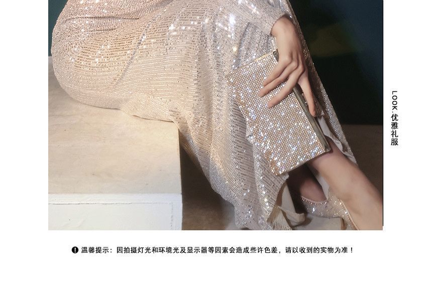 Sequin Mermaid Evening Gown Long-Sleeve