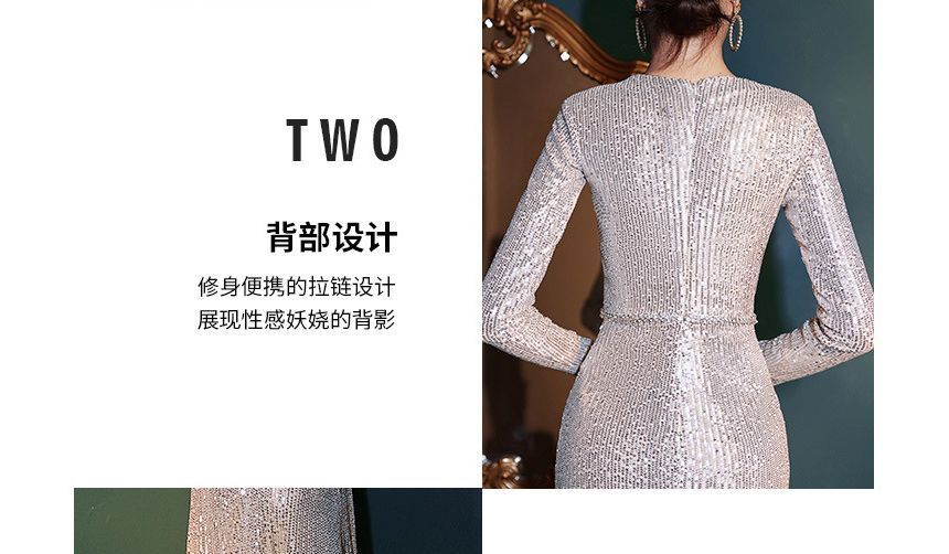 Sequin Mermaid Evening Gown Long-Sleeve