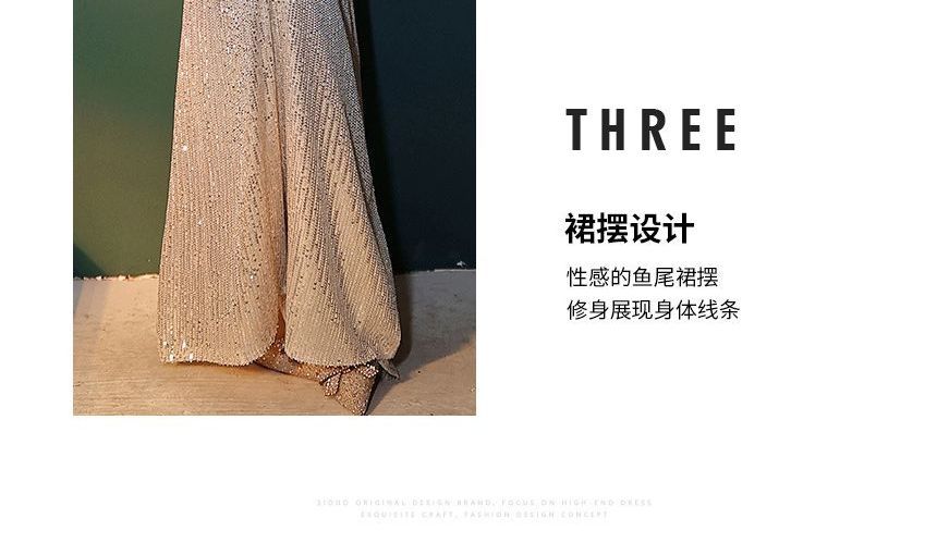 Sequin Mermaid Evening Gown Long-Sleeve