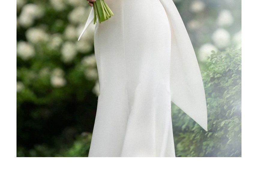 Plain Wedding Gown Strapless Bow Mermaid