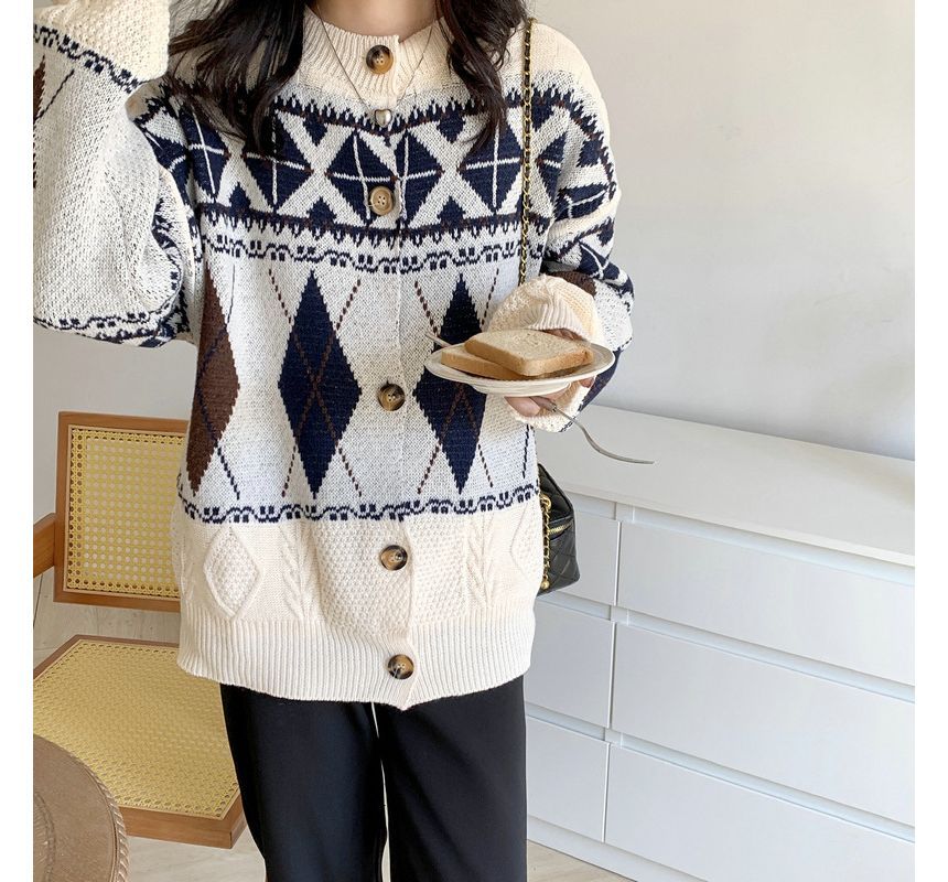 Pattern Cardigan Loose-Fit