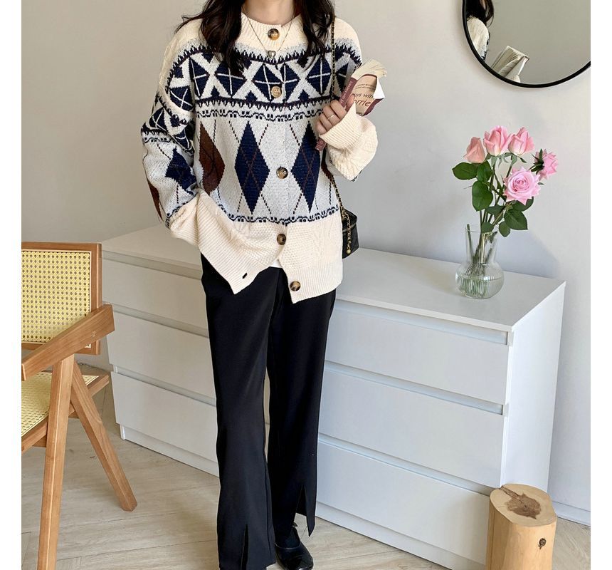 Pattern Cardigan Loose-Fit