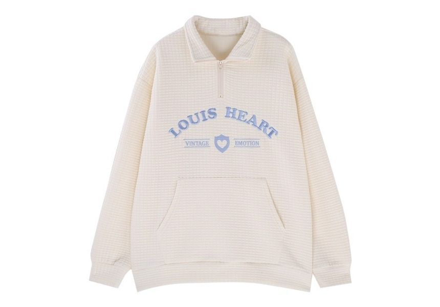Oversized Embroidered Collar Letter Sweatshirt