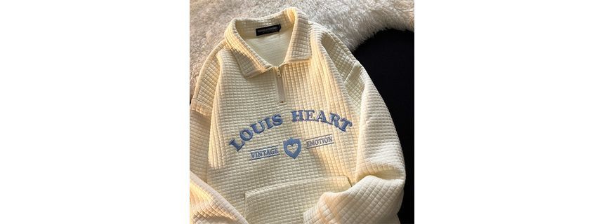 Oversized Embroidered Collar Letter Sweatshirt