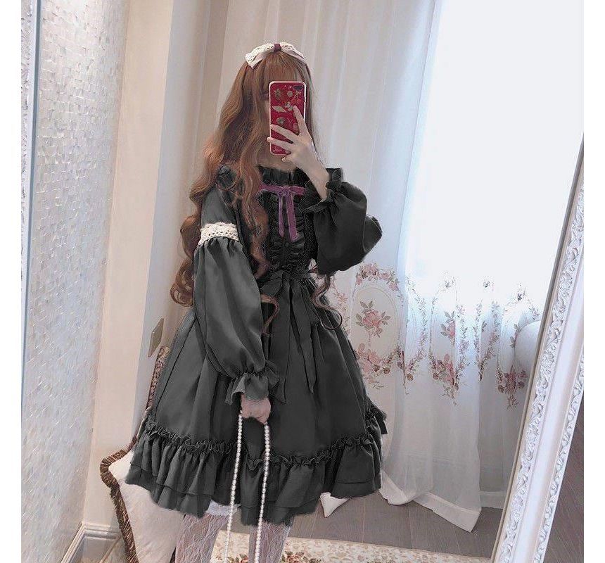 Long-Sleeve Frill Trim Lolita Dress