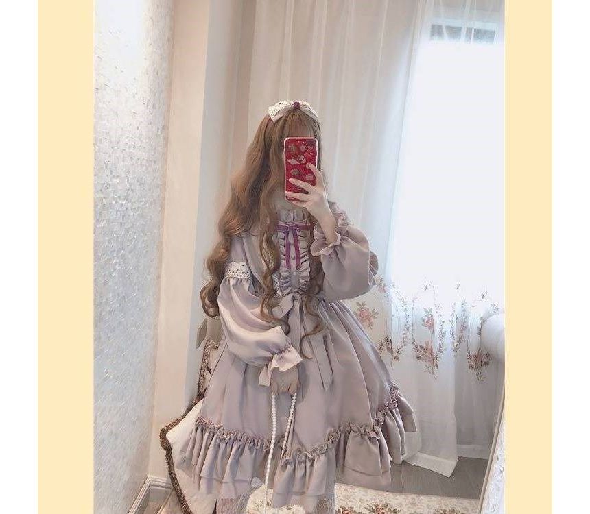 Long-Sleeve Frill Trim Lolita Dress