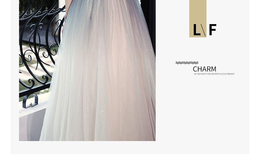 Gown Gradient Evening Midi / Puff-Sleeve A-Line Dress Mesh