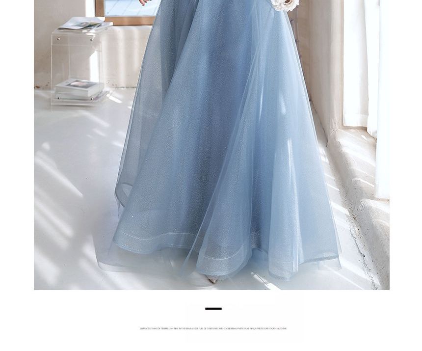 A-Line / Midi Gown Evening Sequin Dress Off-Shoulder