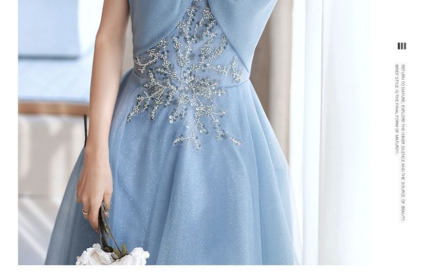 A-Line / Midi Gown Evening Sequin Dress Off-Shoulder